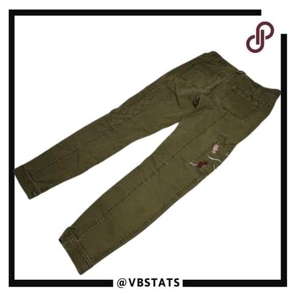 Anthropologie Austen Embroidered Utility Pants Size 26 in Olive Green - Picture 3 of 10